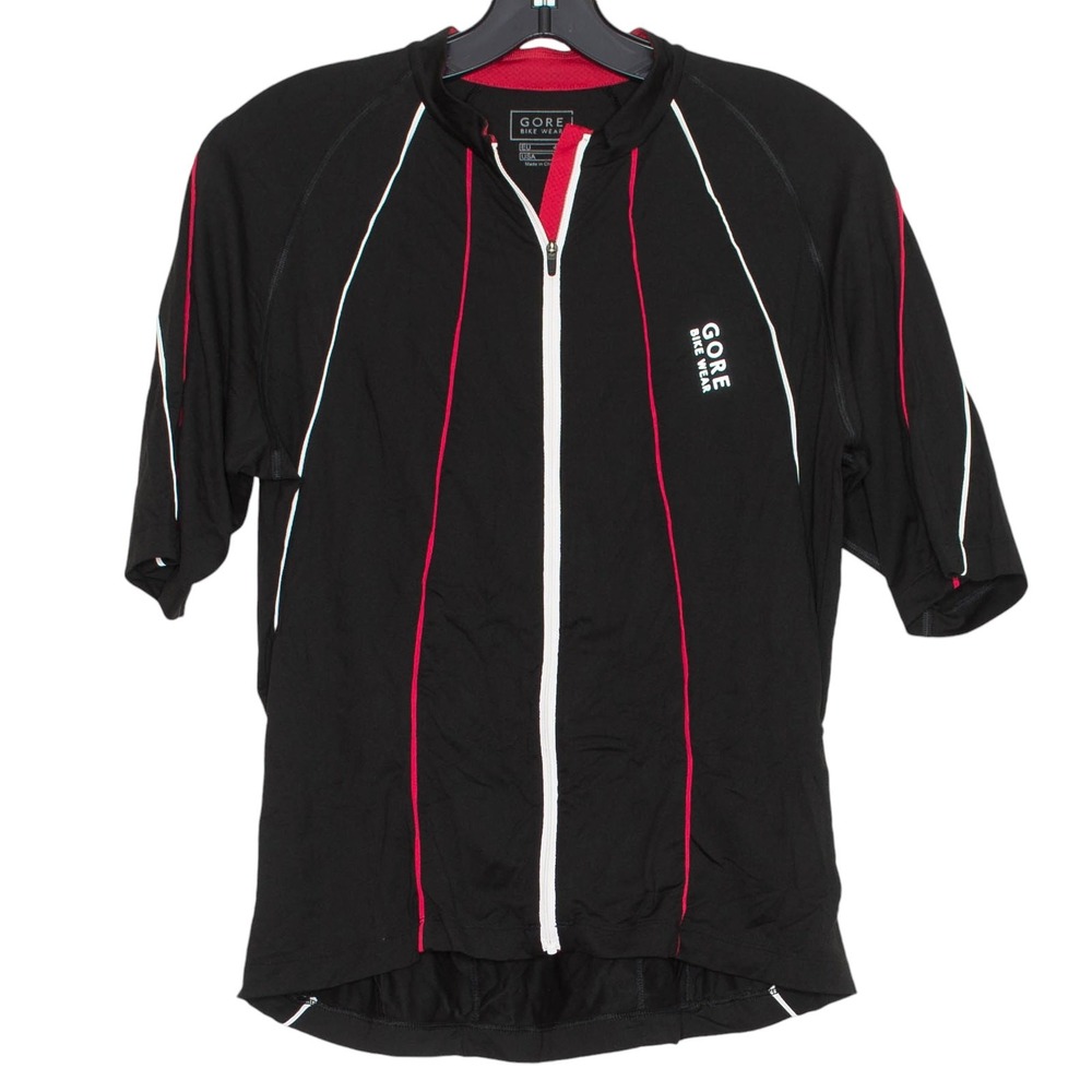 Gore Mens Cycling Jersey Bike Short Sleeve Performance Zip Front Black Red XL